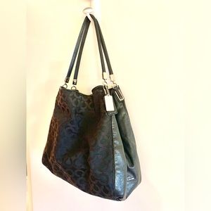 COACH Dalton Signature Jacquard Black Shoulder Bag